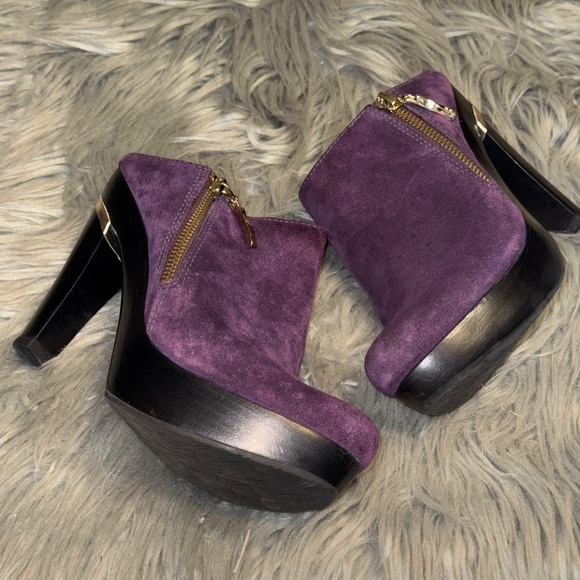 EUC Diane von Furstenberg DVF Purple Suede Heel Mule Pumps Size 6 - Picture 3 of 12